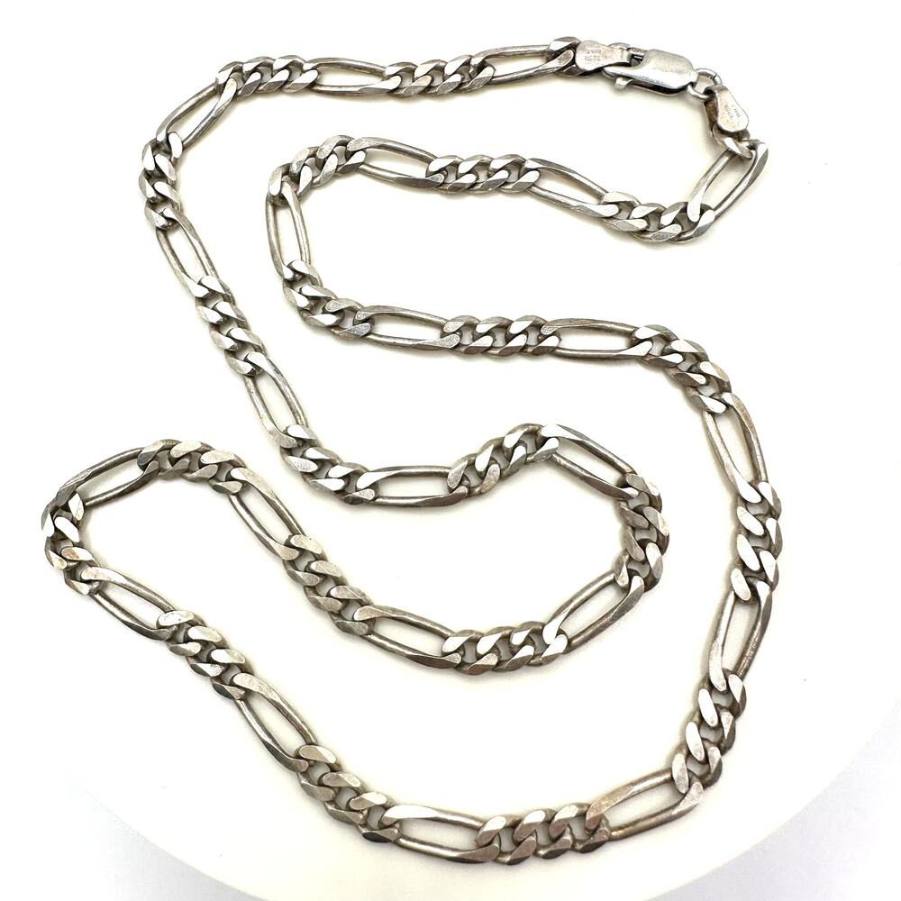 Italy vintage 925 sterling silver 20” figaro curb link 5mm chain necklace 17.7g